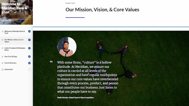 Meridian Bank & Trust - Sample Course