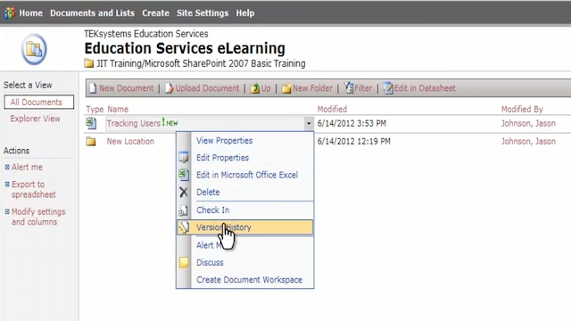 SharePoint software simulation training for TEKsystems' staff
